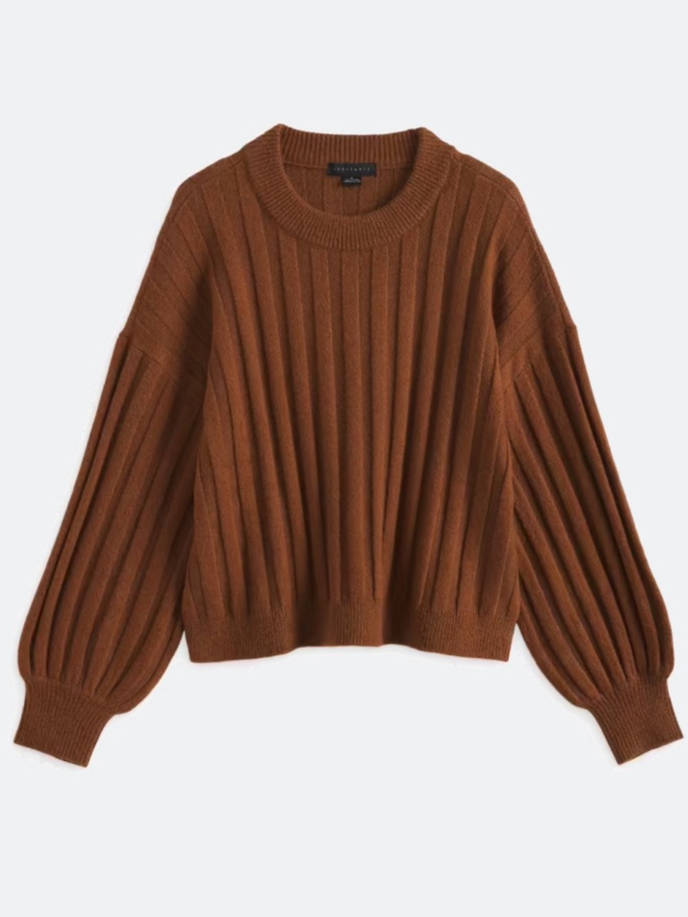 Sanctuary Selah Ribbed Crewneck Sweater in Chestnut Brown